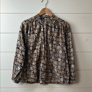 Mata Traders Blue and Orange Floral Top size M 100% cotton